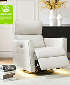 Mark Modern Faux Leather Electronic Power Swivel Recliner with Marker Lamp