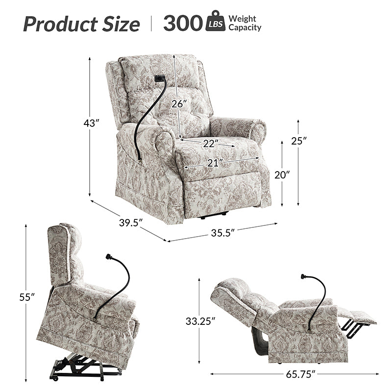 Harold Lift Assist Power Recliner With Massage Heat And Manual Headrest