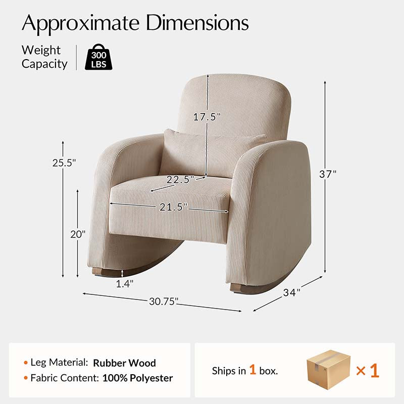 Richard Modern Solid Wood Rocking Chair with Lumbar Pillow