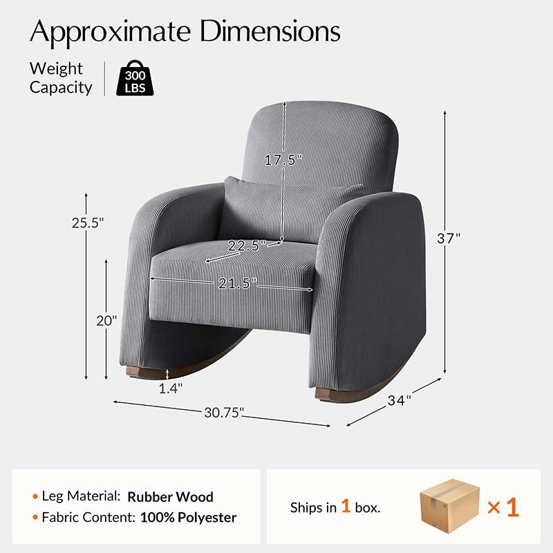 Richard Modern Solid Wood Rocking Chair with Lumbar Pillow