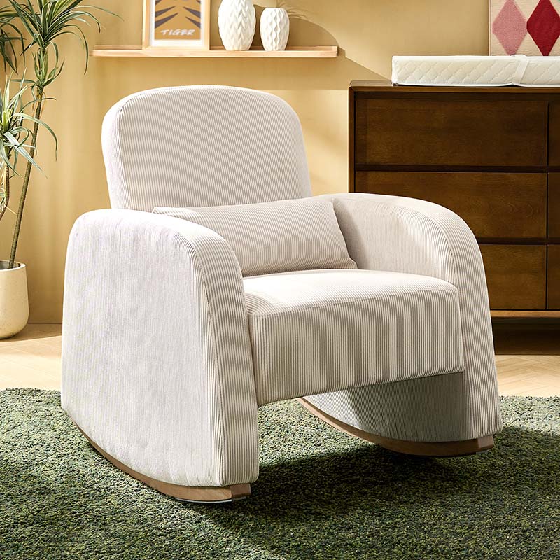 Richard Modern Solid Wood Rocking Chair with Lumbar Pillow