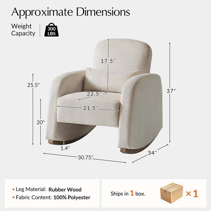 Richard Modern Solid Wood Rocking Chair with Lumbar Pillow