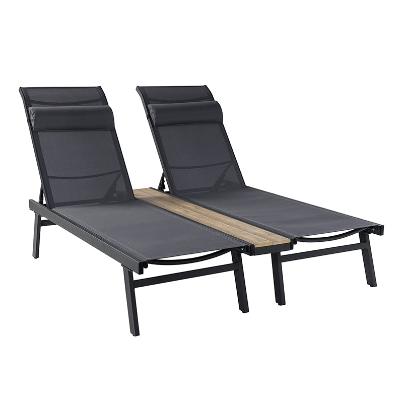 Outdoor Victor 76" Long Reclining Chaise Lounge Set(Set of 2)