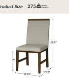 Reynold Modern Upholstered Dining Chair with Solid Wood Leg Set of 2