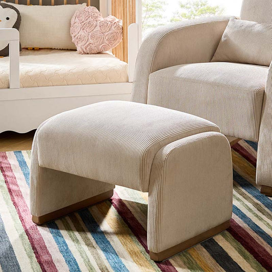 Rounded Modern Design Corduroy Ottoman