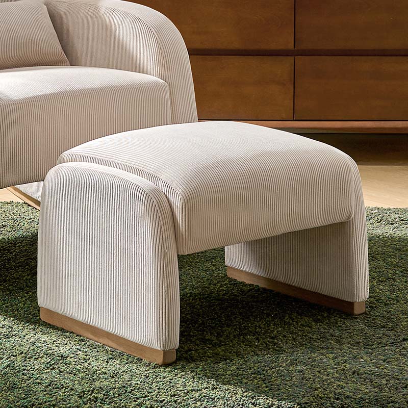 Rounded Modern Design Corduroy Ottoman