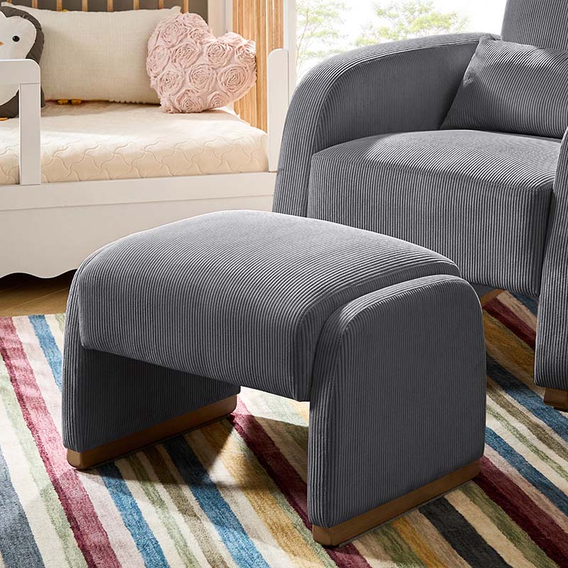 Rounded Modern Design Corduroy Ottoman