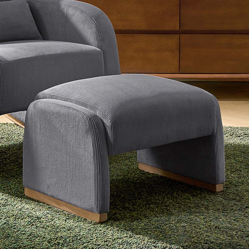 Rounded Modern Design Corduroy Ottoman
