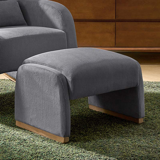 Rounded Modern Design Corduroy Ottoman