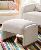 Rounded Modern Design Corduroy Ottoman