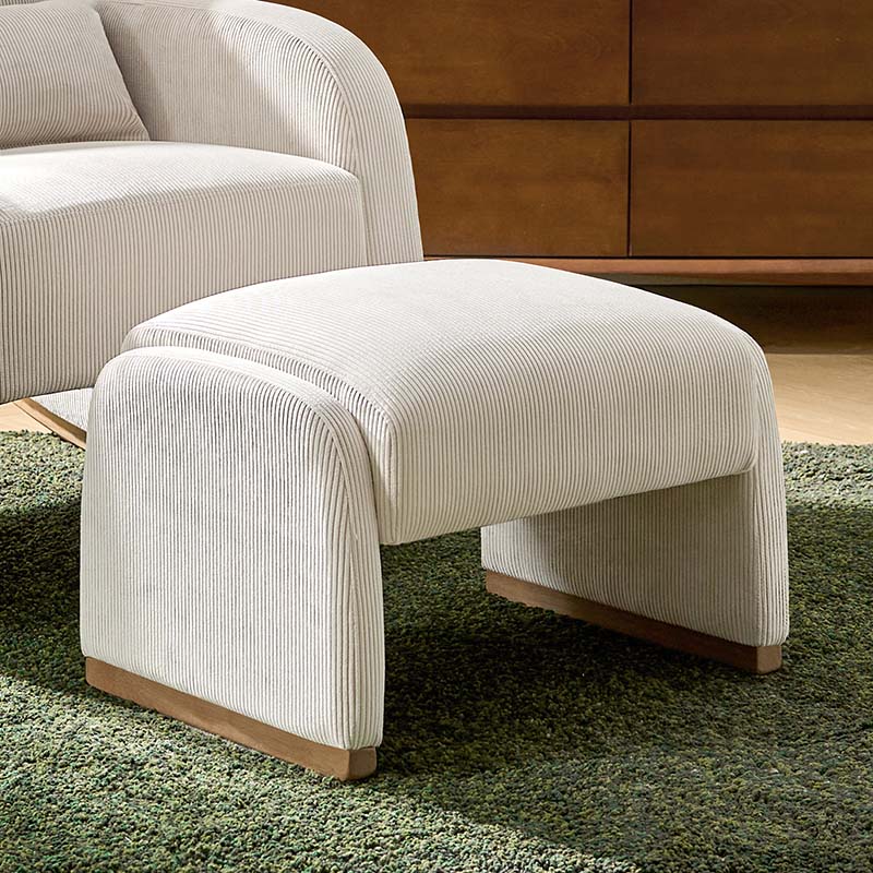 Rounded Modern Design Corduroy Ottoman