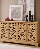 Jordan 63″ Wide 4-Door Sideboard – Solid Wood Console Cabinet