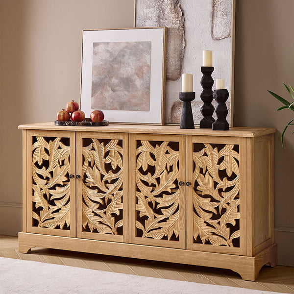 Jordan 63″ Wide 4-Door Sideboard – Solid Wood Console Cabinet