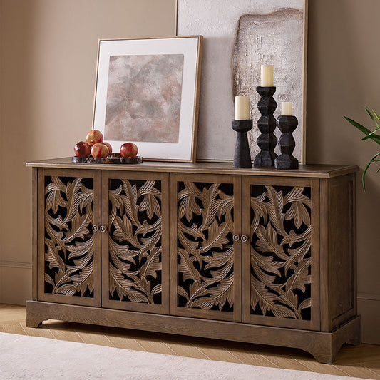 Jordan 63″ Wide 4-Door Sideboard – Solid Wood Console Cabinet
