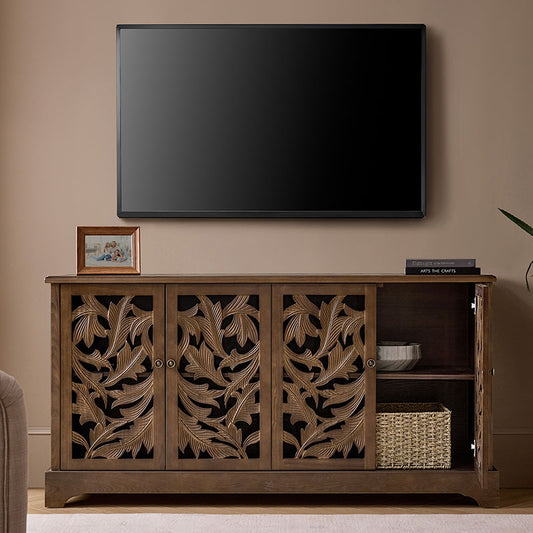 Jordan 63″ Wide 4-Door Sideboard – Solid Wood Console Cabinet