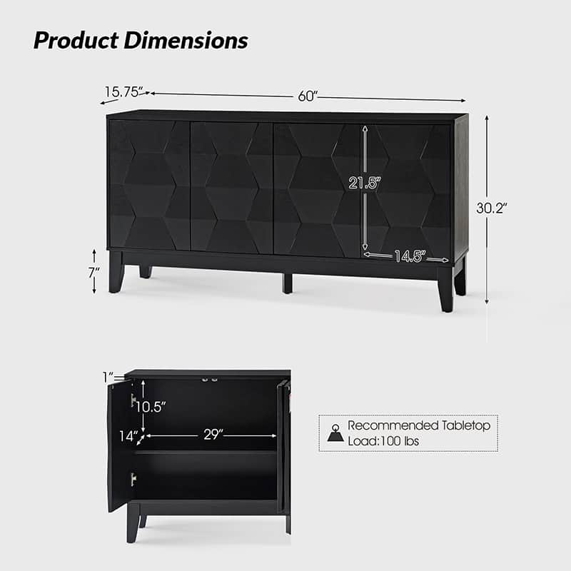 Kamu 60''  Sideboard : Stylish Shoe Storage Cabinet Entryway Solution