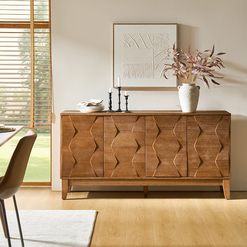 Kamu 60″ Wood Sideboard – Mid-Century Modern Storage Cabinet