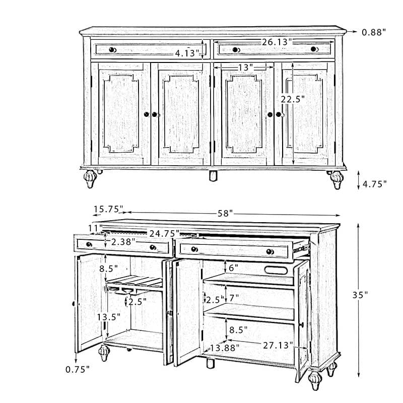 Penny 58'' Wide 2 Drawer Sideboard Buffet