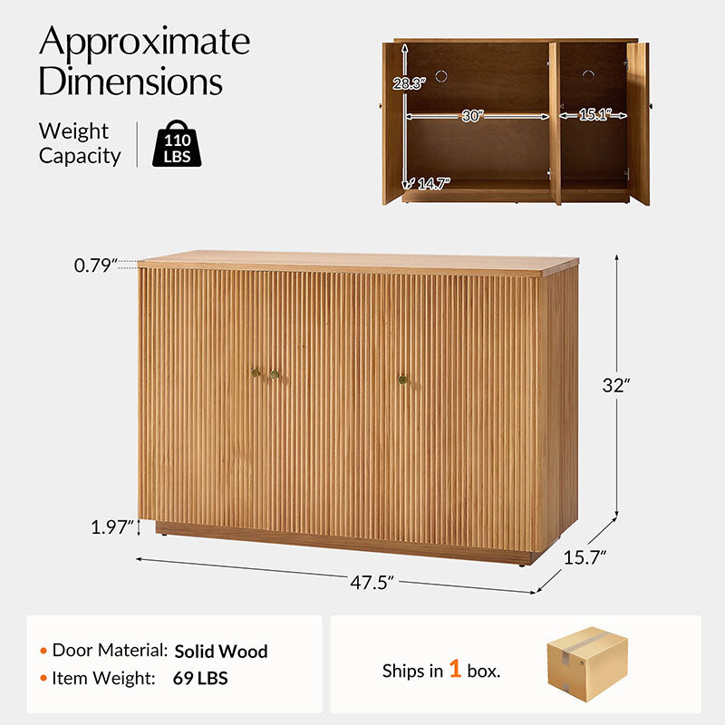 Mack Modern Fluted Solid Wood Sideboard with Elegant Storage Solution