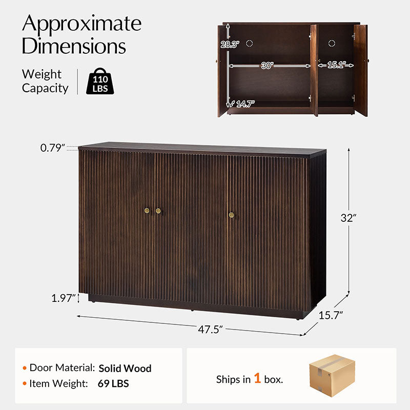 Mack Modern Fluted Solid Wood Sideboard with Elegant Storage Solution