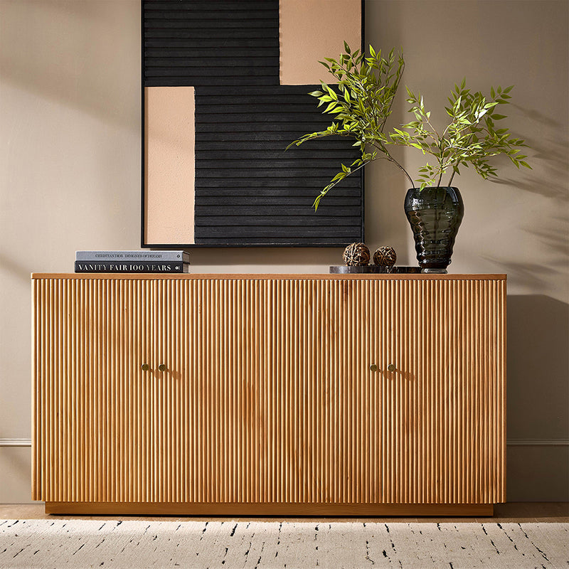 Mack Modern Fluted Solid Wood Sideboard with Elegant Storage Solution