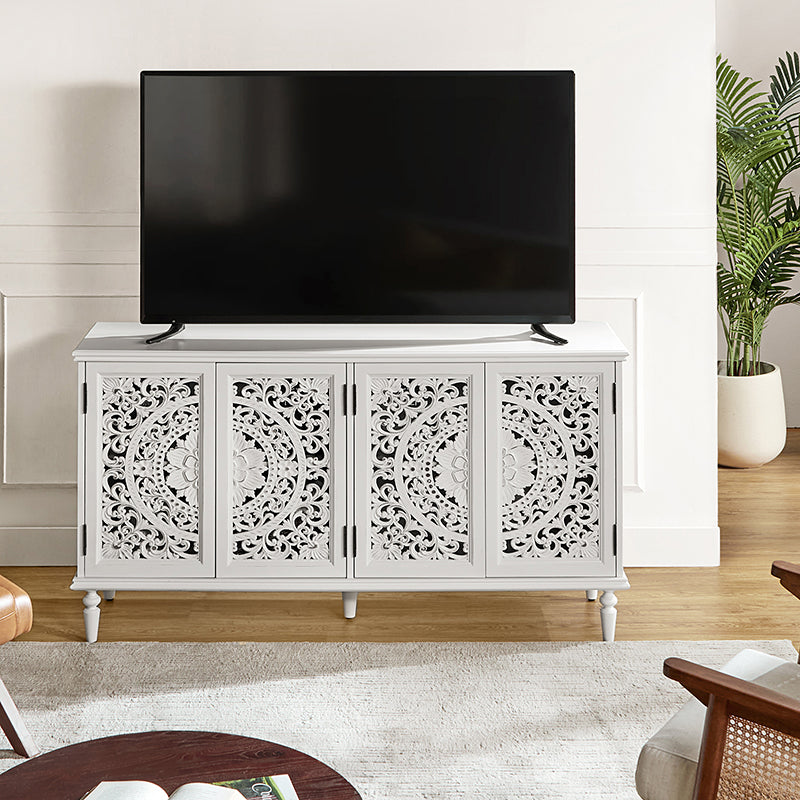 Hulala Home Emathides 63 Solid Wood Sideboard with Lighting Wine Rack White
