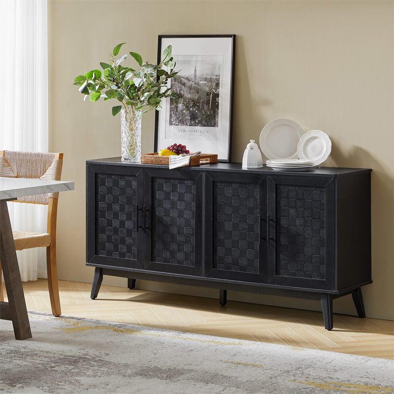 Horace 63" Wide Sideboard with Maple Veneer Woven Cabinet Doors