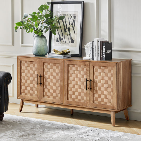 Horace 63" Wide Sideboard with Maple Veneer Woven Cabinet Doors