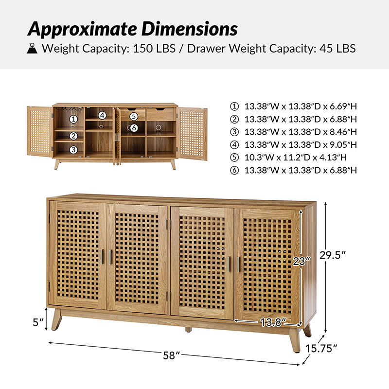 Dan 58" Wide Modern Sideboard with Eclectic Elements