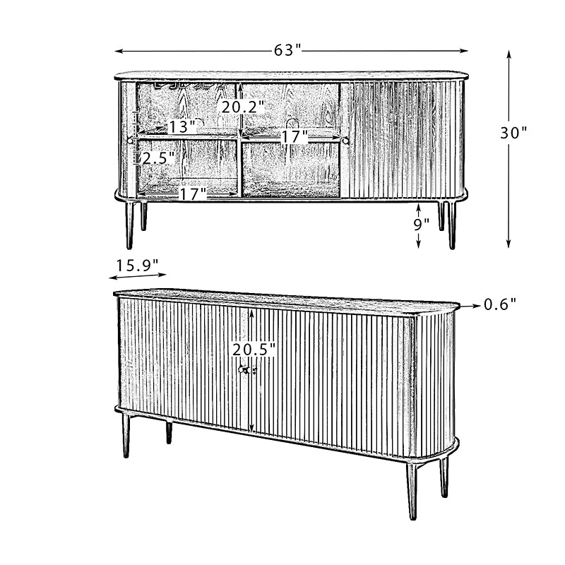 David 63"Wide Modern Sliding Door Sideboard