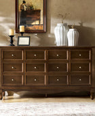 Antique-Inspired 4-Door Sideboard Cabinet - Decorative Drawer Illusion
