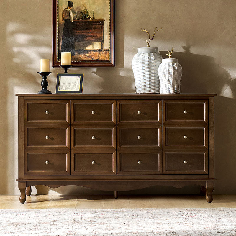 Antique-Inspired 4-Door Sideboard Cabinet - Decorative Drawer Illusion