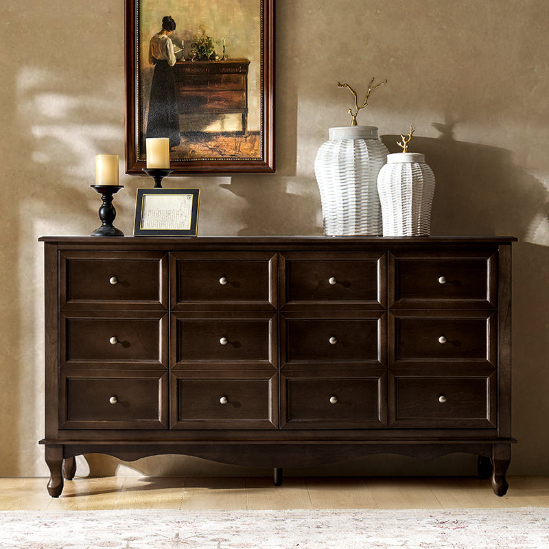 Antique-Inspired 4-Door Sideboard Cabinet - Decorative Drawer Illusion