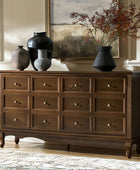 Antique-Inspired 4-Door Sideboard Cabinet - Decorative Drawer Illusion