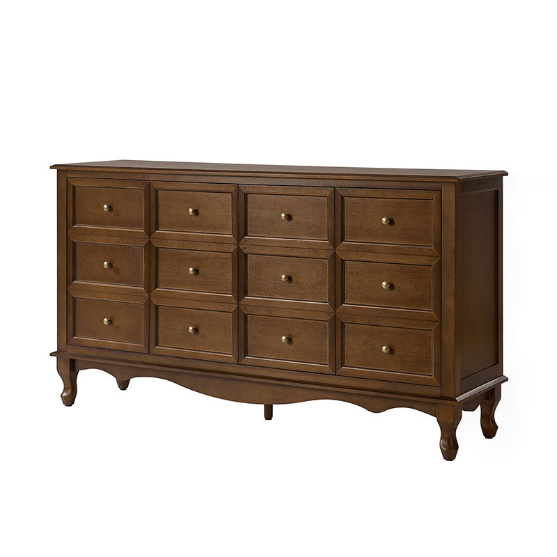 Antique-Inspired 4-Door Sideboard Cabinet - Decorative Drawer Illusion