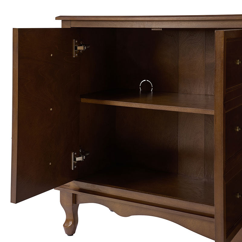Antique-Inspired 4-Door Sideboard Cabinet - Decorative Drawer Illusion