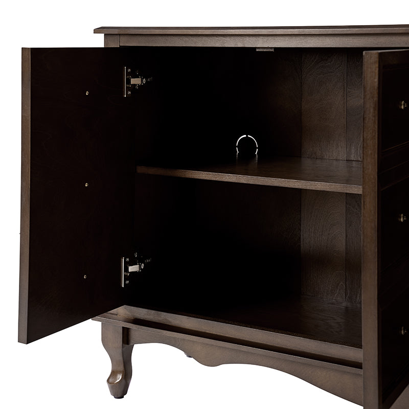 Antique-Inspired 4-Door Sideboard Cabinet - Decorative Drawer Illusion