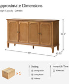 Jane Wood Veneer Sideboard with Adjustable Shelves, Available in 2-Door or 4-Door Options