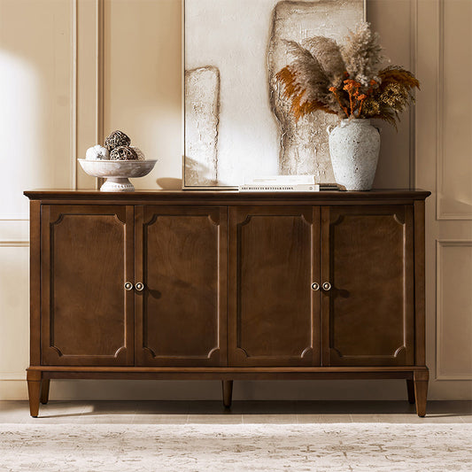 Jane Wood Veneer Sideboard with Adjustable Shelves, Available in 2-Door or 4-Door Options