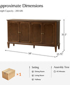 Jane Wood Veneer Sideboard with Adjustable Shelves, Available in 2-Door or 4-Door Options