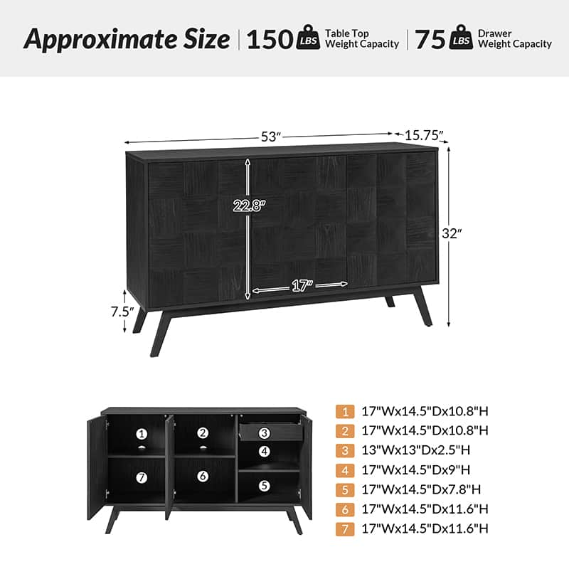 Werner Mid-century Modern Sideboard with Cable Management