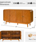 Alee 58 Inches Wide Mid-Century Modern 4-Door Sideboard With Adjustable Shelves