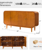 Alee 58 Inches Wide Mid-Century Modern 4-Door Sideboard With Adjustable Shelves