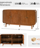 Alee 58 Inches Wide Mid-Century Modern 4-Door Sideboard With Adjustable Shelves