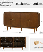 Alee 58 Inches Wide Mid-Century Modern 4-Door Sideboard With Adjustable Shelves