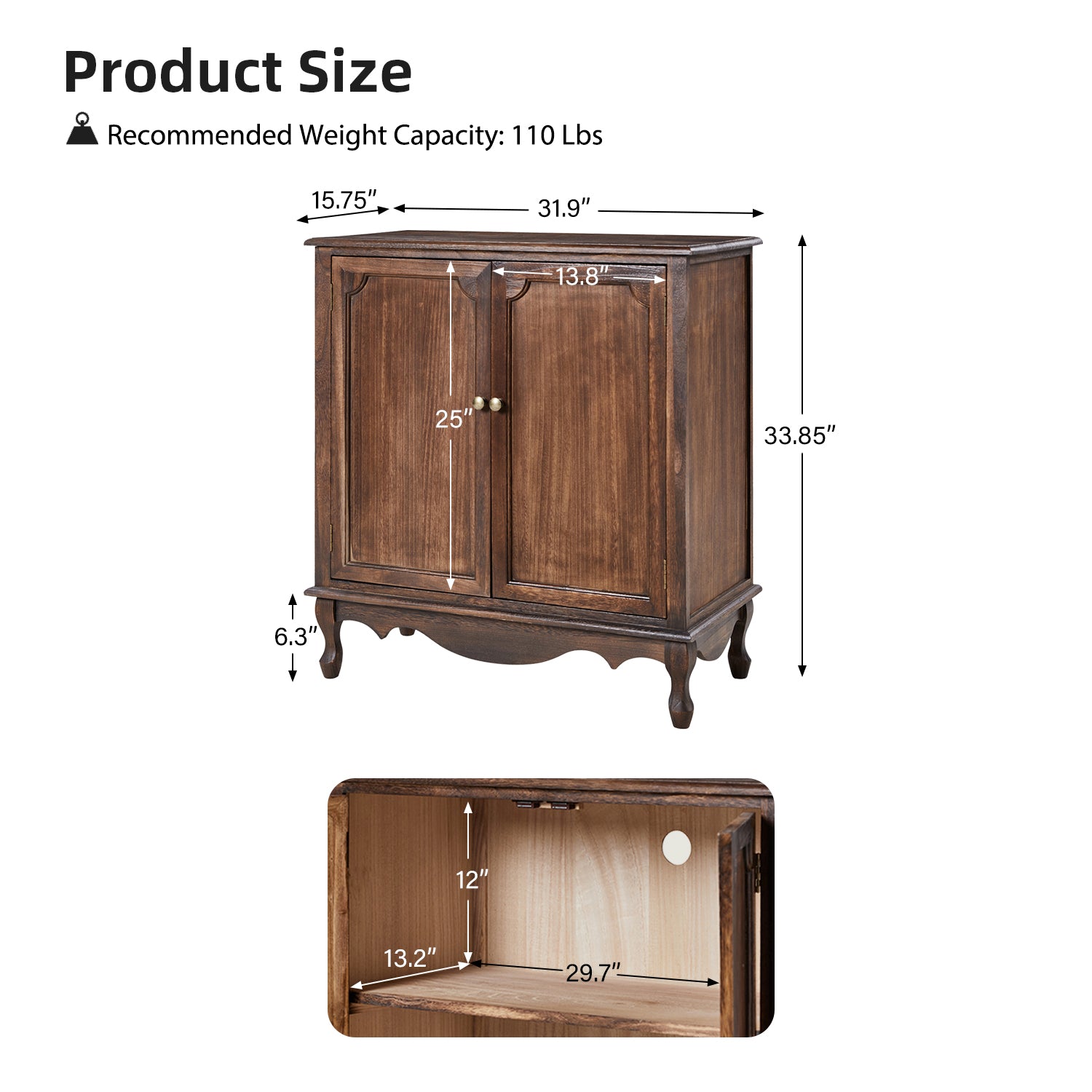 Galatea 34" Tall -2 Door Accent Entryway Cabinet