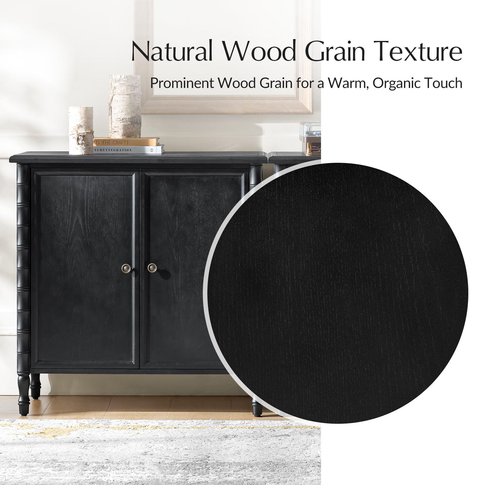 Deb 32" Wood Veneer Accent Cabinet with Adjustable Shelves, Modern Transitional Style