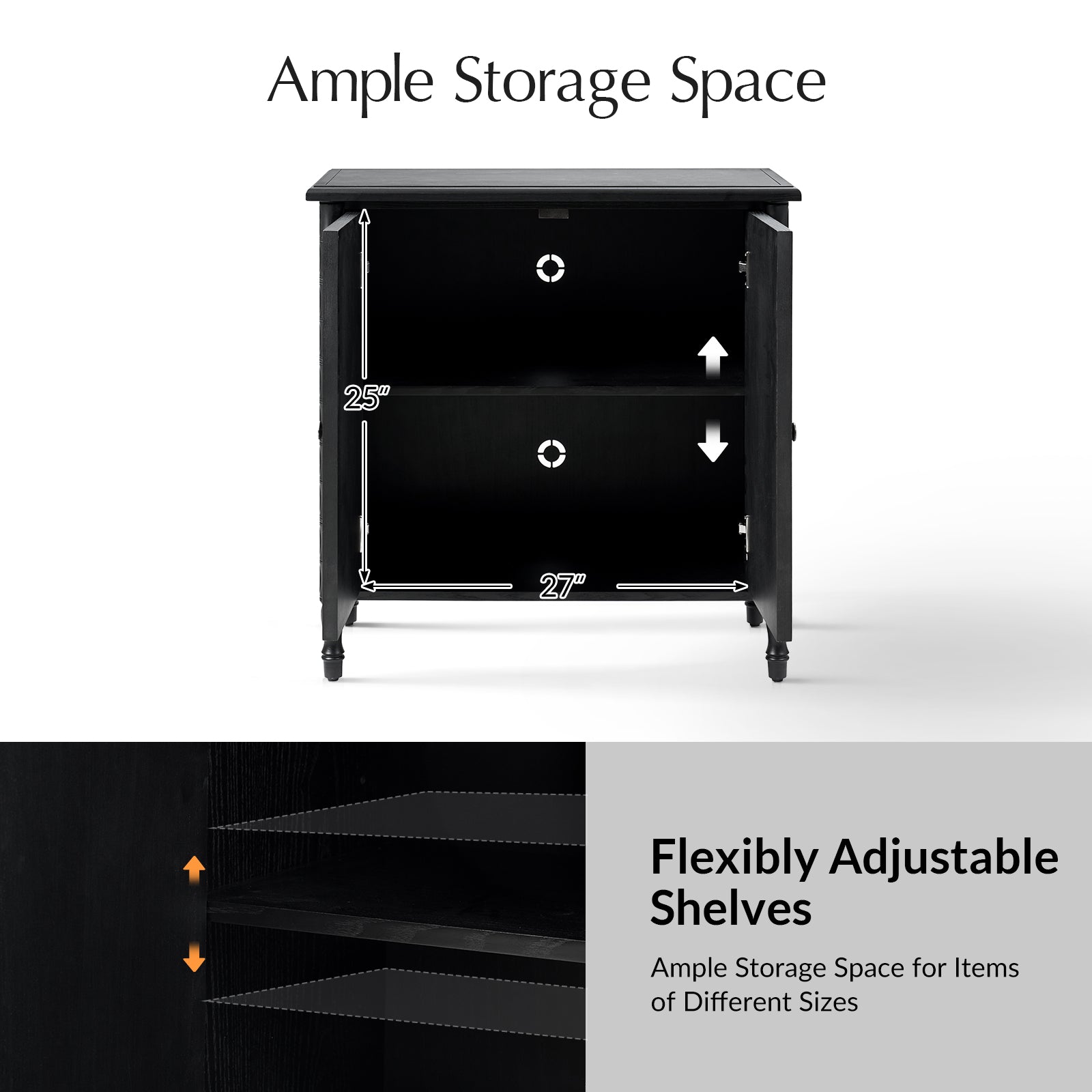 Deb 32" Wood Veneer Accent Cabinet with Adjustable Shelves, Modern Transitional Style