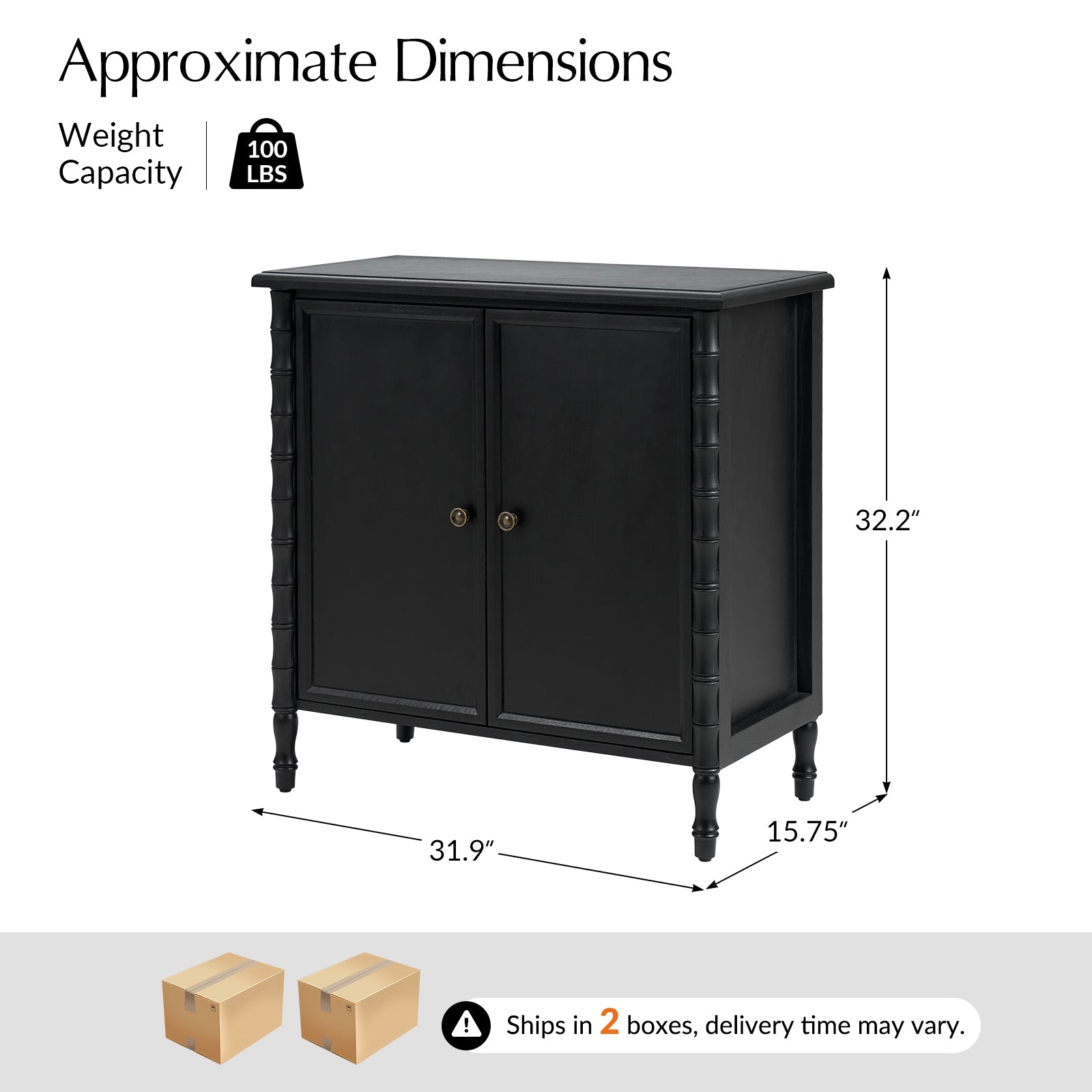 Deb 32" Wood Veneer Accent Cabinet with Adjustable Shelves, Modern Transitional Style