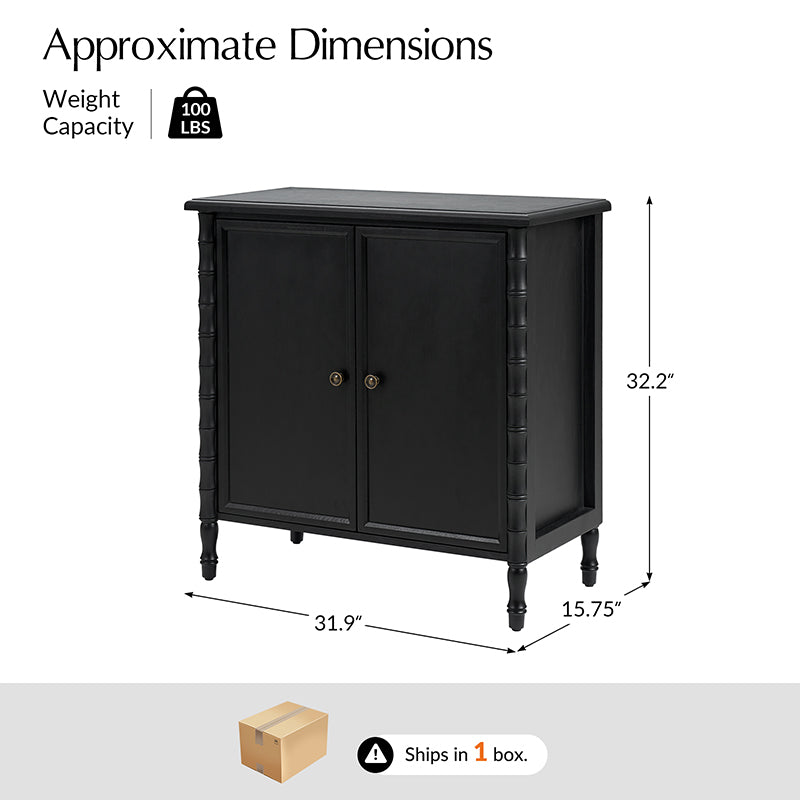 Deb 32" Wood Veneer Accent Cabinet with Adjustable Shelves, Modern Transitional Style